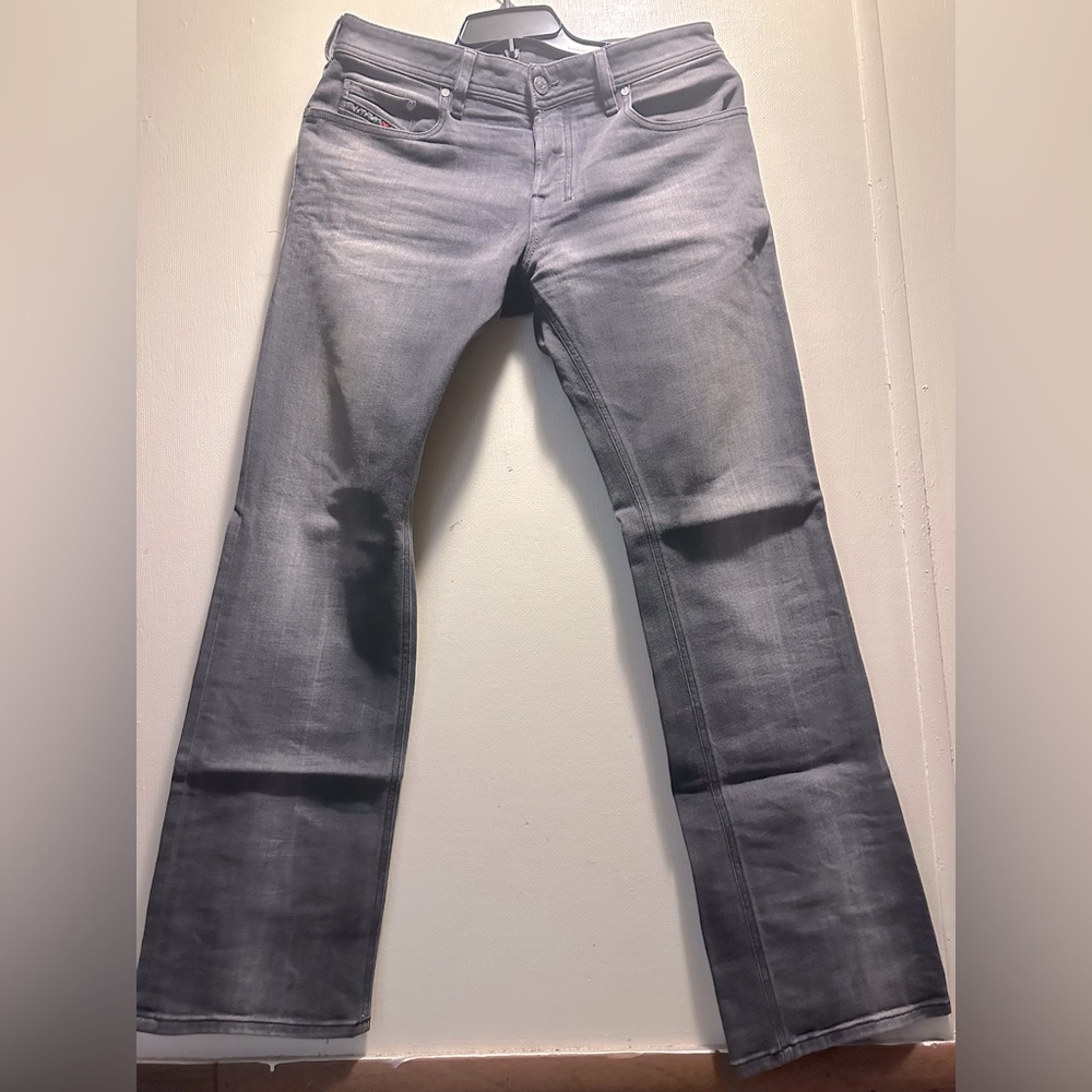 NWOT MENS AUTHENTIC DIESEL ZATINY 084JK GREY SLIM BOOTCUT STRETCH JEANS 32x32